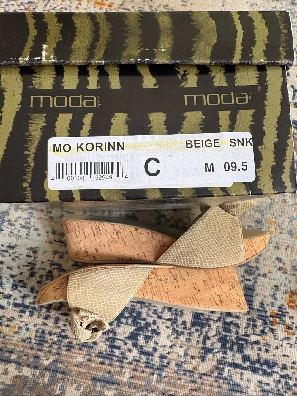 Moda International Beige Bow Slide Wedges